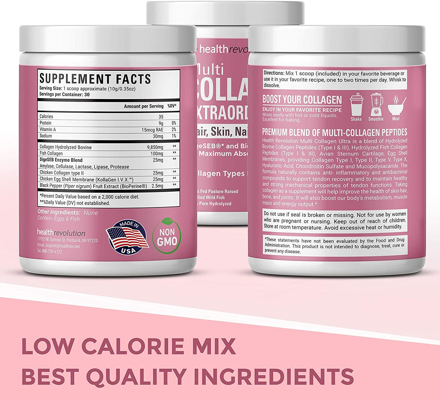 Multi Collagen Peptides Powder Supplement Types I, II, III, V, X - 5 Hydrolyzed Collagen Peptides– for Skin Hair Nails Joints –Triple Refined for Easy Mixing, Non-GMO Dairy Gluten-Free, Unflavored