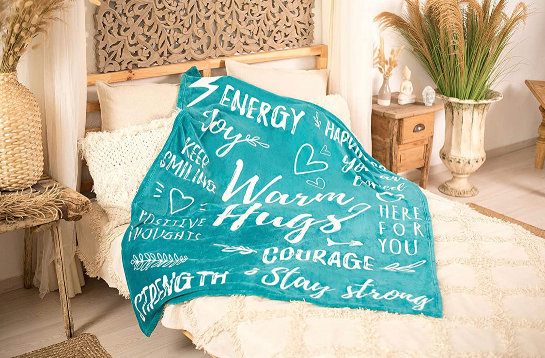 Get Well Blanket I Inspirational Throw Blanket I Healing Blanket I Positivity Blanket I Healing Thoughts Blanket I Motivational Throw Blanket I Get Well Soon Gifts I 50" x 60" (Teal)