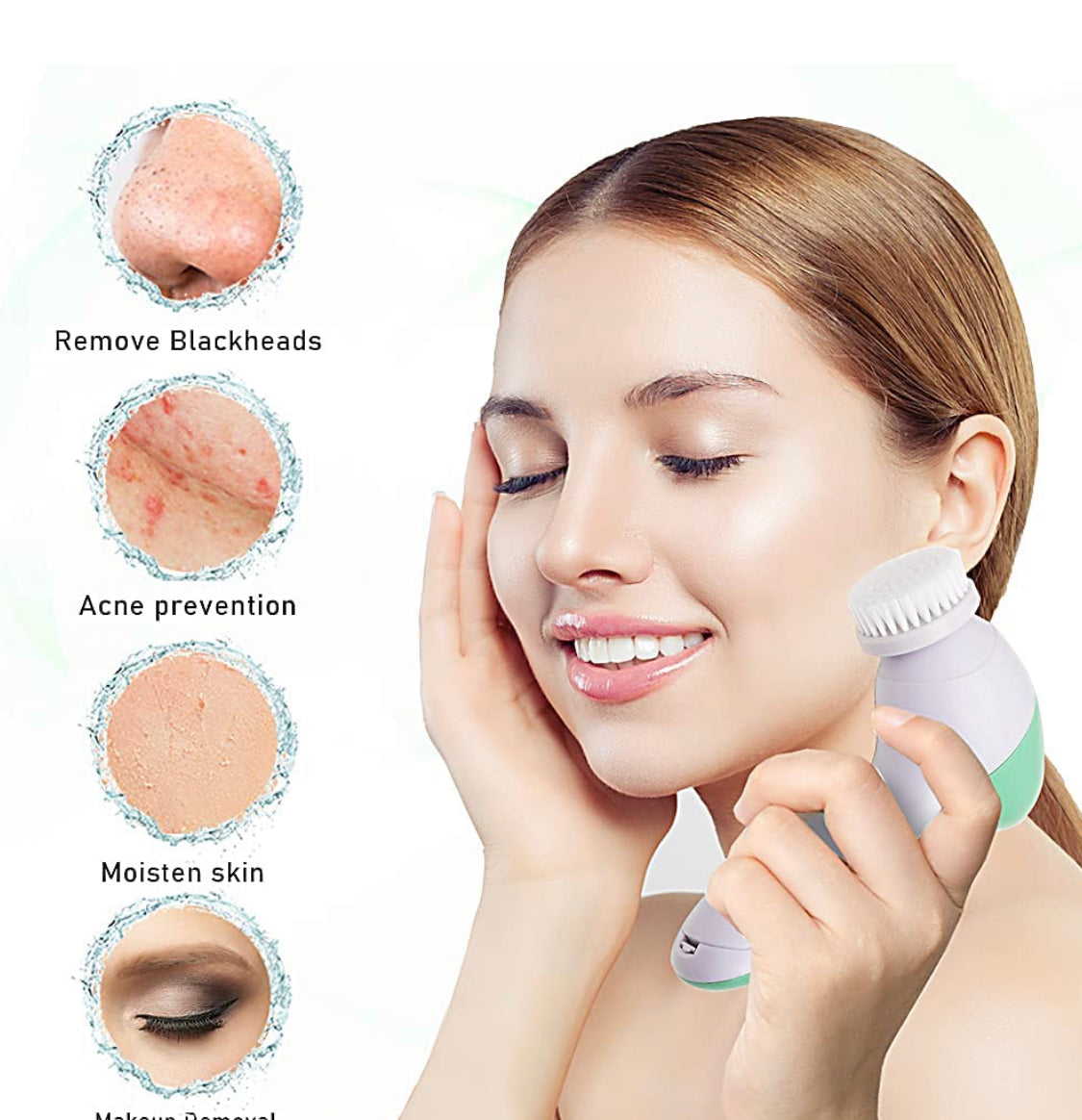 face scrubber ,Waterproof Facial Cleansing 5 in Brush + 1 Beauty care masserfor Deep Cleansing, Gentle Exfoliating, Removing Blackhead, face exfoliator skin care tools face Cleansing brush with travel