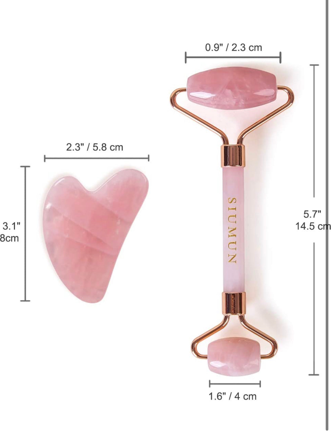 The Exquisite Jade Roller & Gua Sha Tool Set for Face & Neck | SIUMUN Natural Stone Massager - Rose Quartz