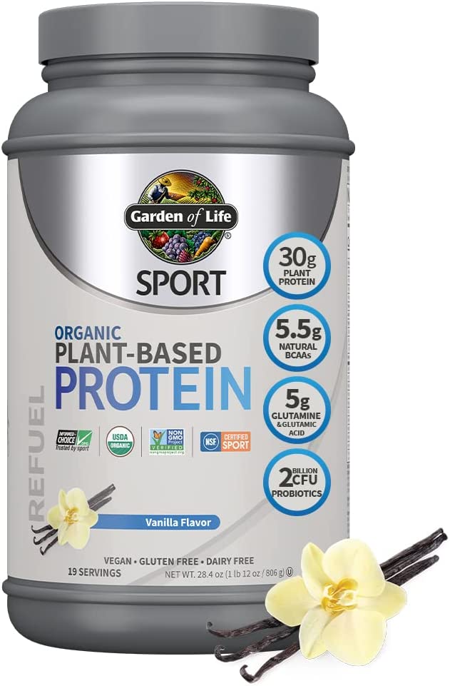 Garden of Life Organic Vegan Sport Protein Powder, Vanilla - Probiotics, BCAAs, 30g Plant Protein for Premium Post Workout Recovery -