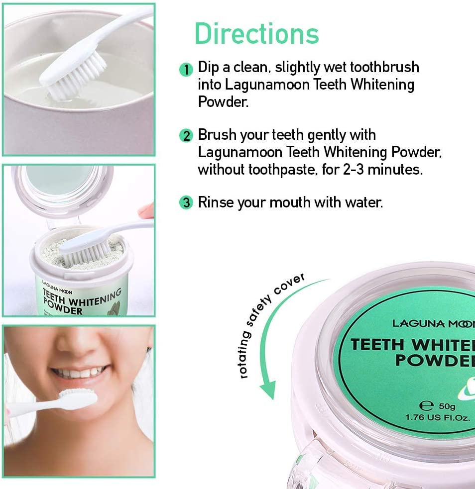 Teeth Whitening Powder, 50g Bright Pearl Spearmint Flavor - Natural Teeth Whitening, Teeth Polish & Teeth Stain Remover - Alternative to Toothpaste, Tooth Powder for Sensitive Teeth & Freshens Breath