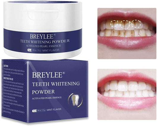 Teeth Whitening, BREYLEE Tooth Powder|Teeth Whitening Powder |Tooth Powder for Teeth Whitening|Teeth Whiten|Use to Remove Coffee/Tea, Keep Freshen Breath (55g,1.94oz)
