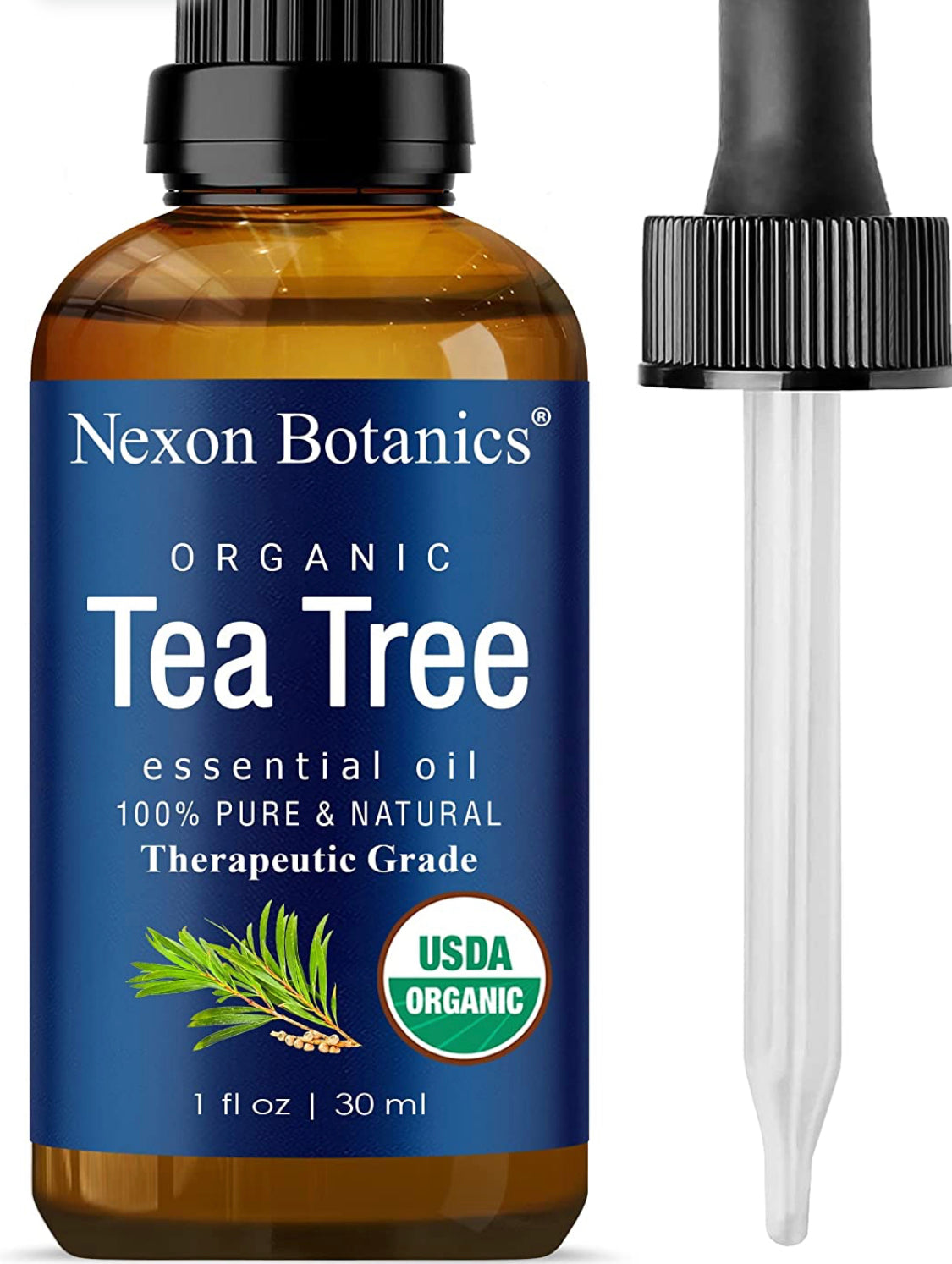 Organic Tea Tree Oil 30 ml - 100% Natural, Pure Tea Tree Essential Oil for Hair, Face, Skin Use, Scalp, Acne - Pure Tea Tree Oil Essential Oils for Aromatherapy, Diffuser, Humidifier - Nexon Botanics