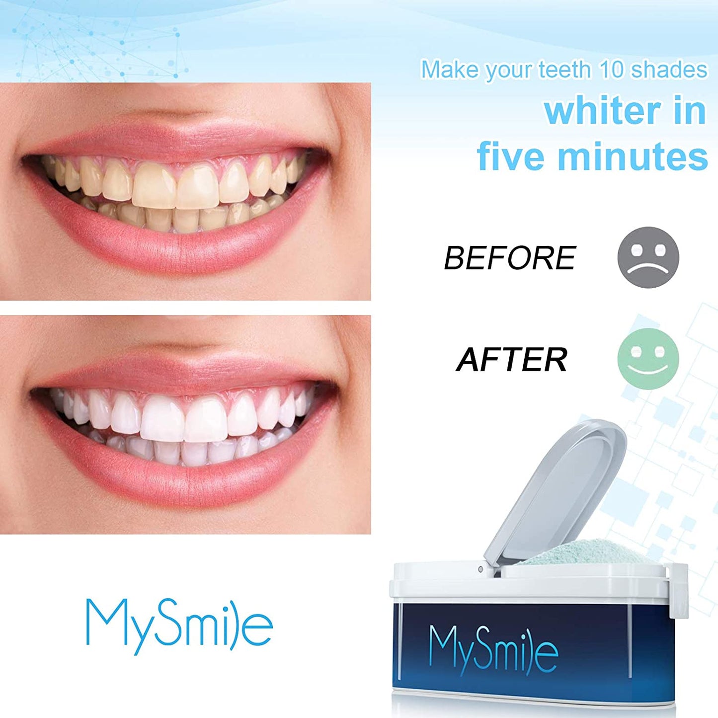 MySmile Tooth Powder for Teeth Whitening, No-Mess Teeth Whitener, Alternative Toothpaste Whitening Effective Remover Stains