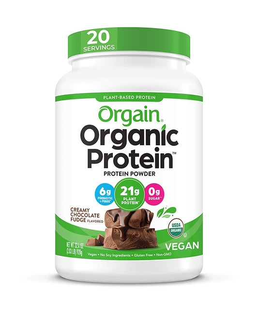 Orgain Organic Plant Based Protein Powder, Creamy Chocolate Fudge