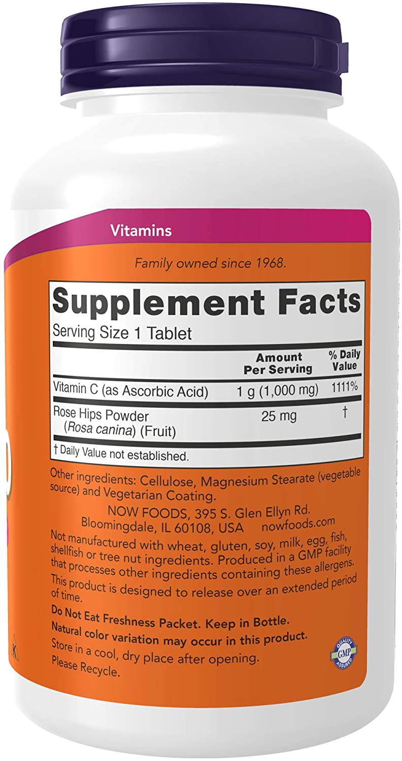 NOW Supplements, Vitamin C-1,000 with Rose Hips