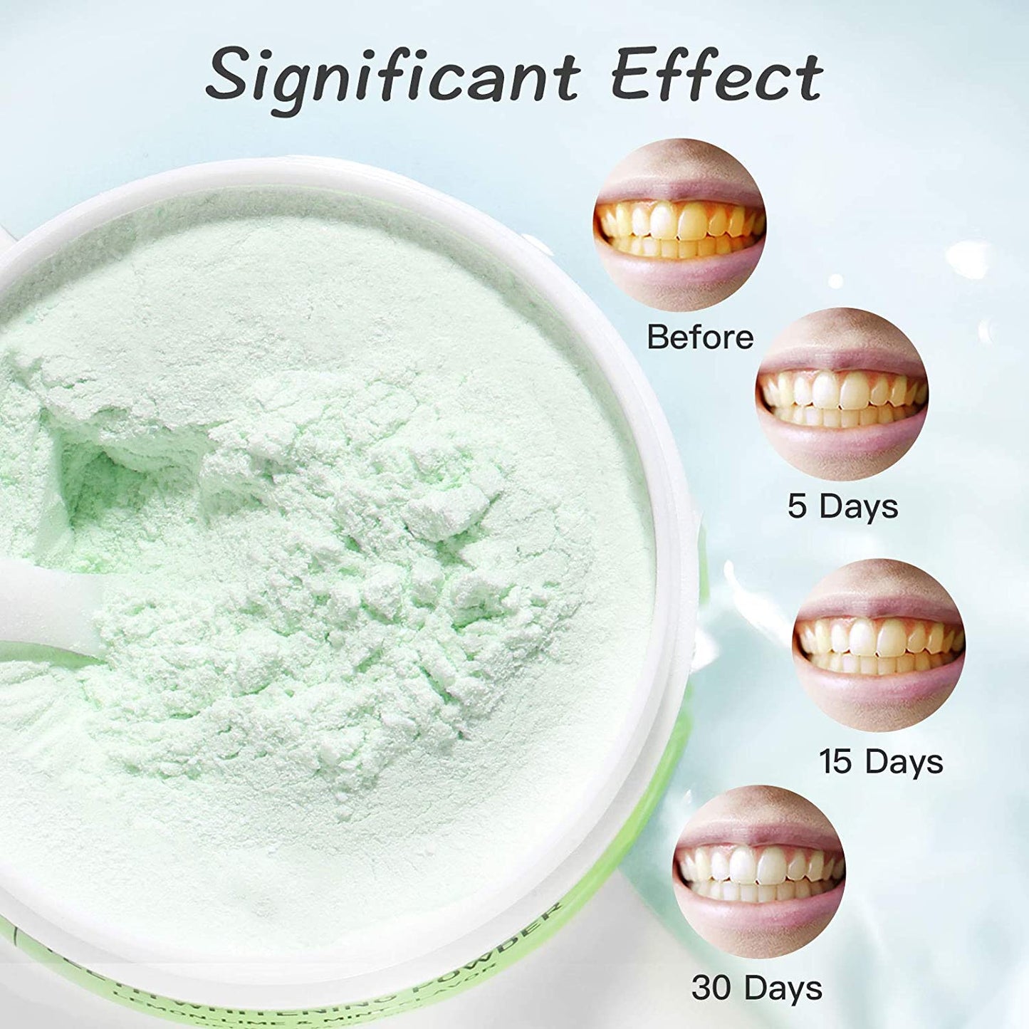 Teeth Whitening, LANBENA Teeth Brightening Powder Tooth Whitener with Pearl Essence Remove Coffee Wine Tobacco Stains and Fresh Breath Teeth Whitening Powder Lemon-Lime & Mint Flavor 55g/1.94oz