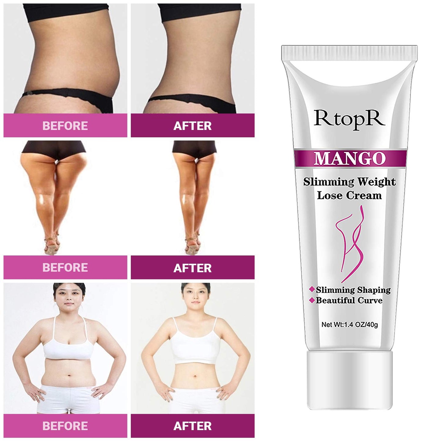 Slimming Cream for Tummy, Abdomen, Belly and Waist - Firming Cream - Hot Cream for Weight Loss - Anti Cellulite Cream And Stomach Fat Burner - Natural Ingredients (Mango)