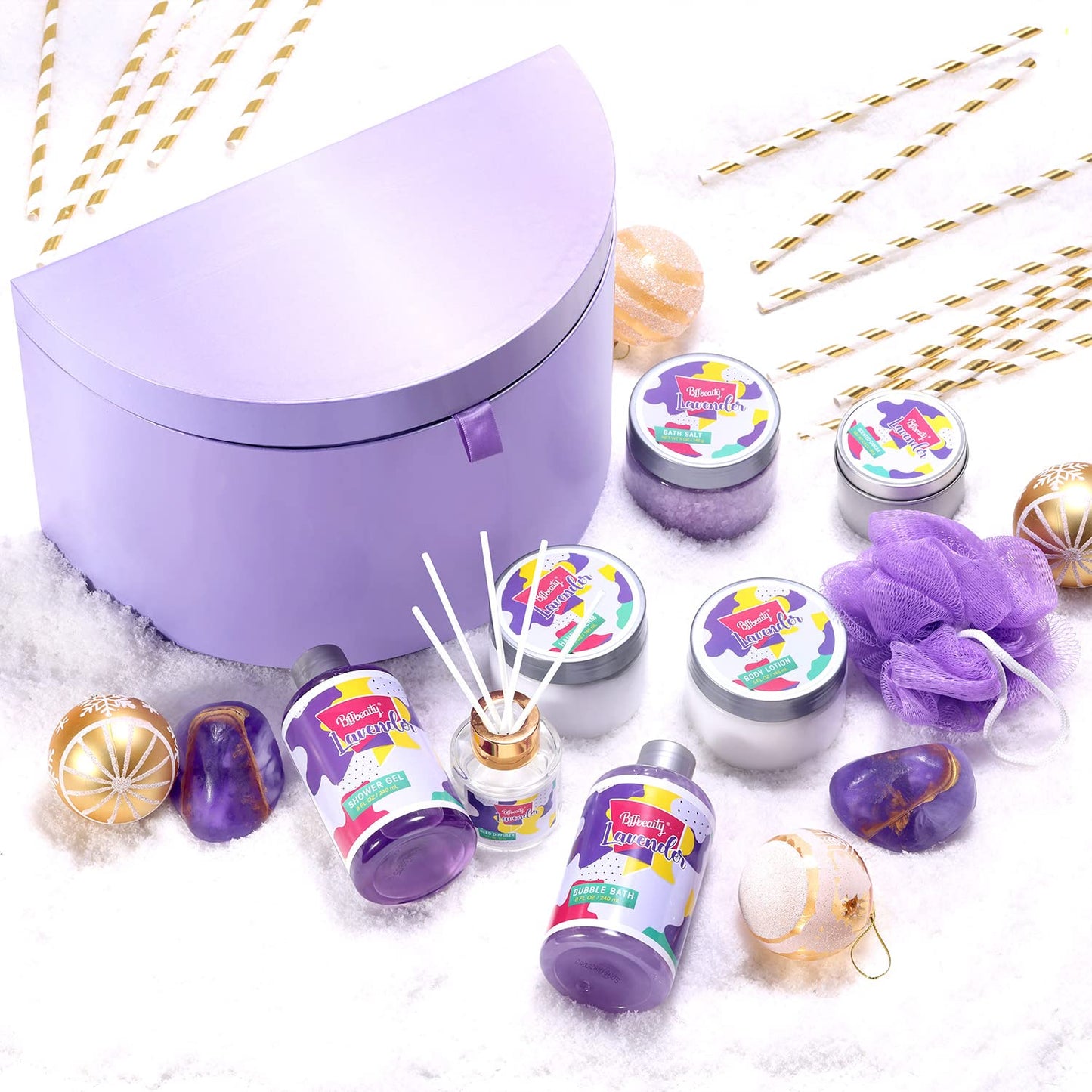 Lavender Luxury Care Spa Set for Women-10pcs Lavender Bath Set Spa Kit with Jewelry Box Gift Sets Includes Bath Salt, Bubble Bath, Shower Gel, Body Lotion Gift for Her Birthday, Anniversary, Christmas or Valentines