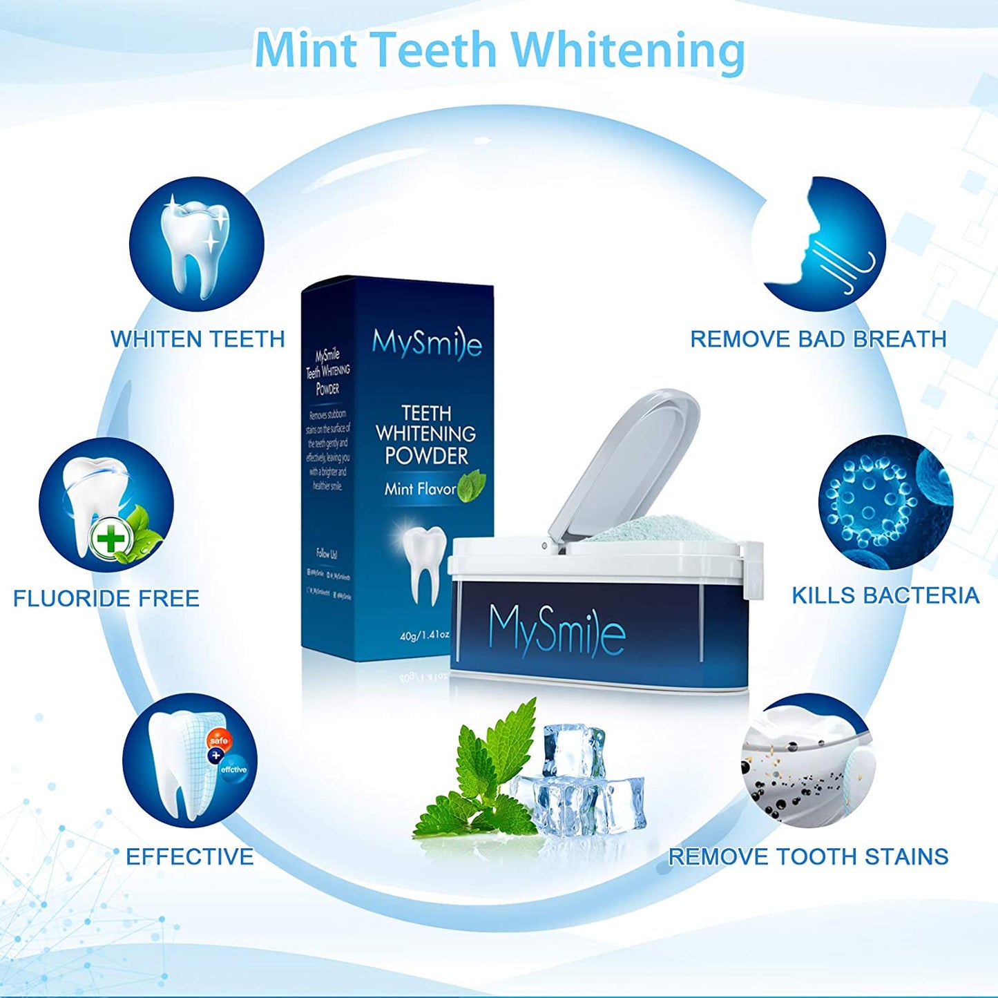 MySmile Tooth Powder for Teeth Whitening, No-Mess Teeth Whitener, Alternative Toothpaste Whitening Effective Remover Stains