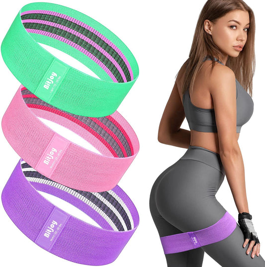 Bitjoy Resistance Bands Set for Women and Men, Upgraded Non Slip Booty Exercise Bands for Butt and Legs, Elastic Fabric Workout Bands for Home & Gym Fitness Training and Stretching