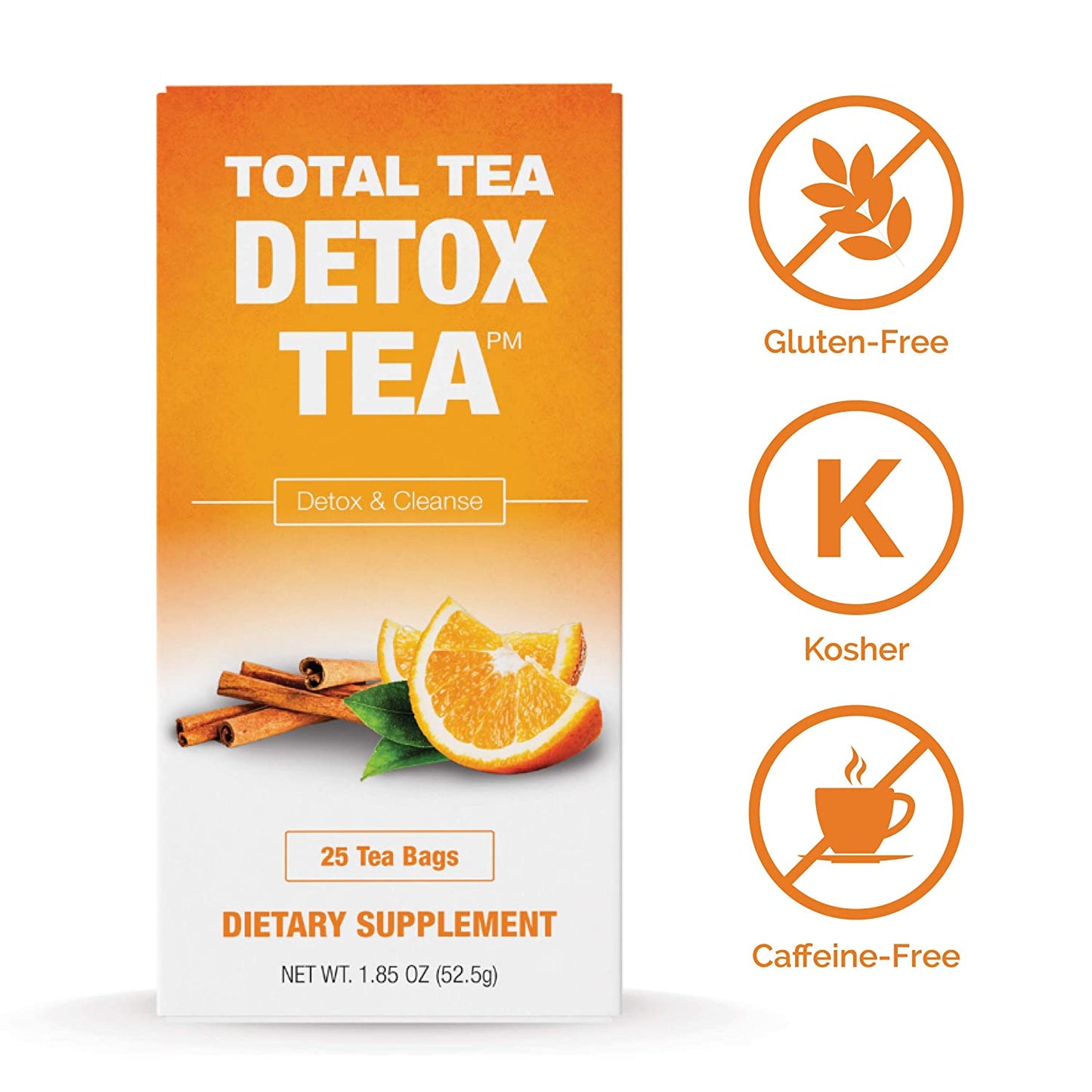 TotalTea Caffeine Free Detox Tea - All Natural - Slimming Herbal Tea for Gentle Cleansing - 25 Tea Bags