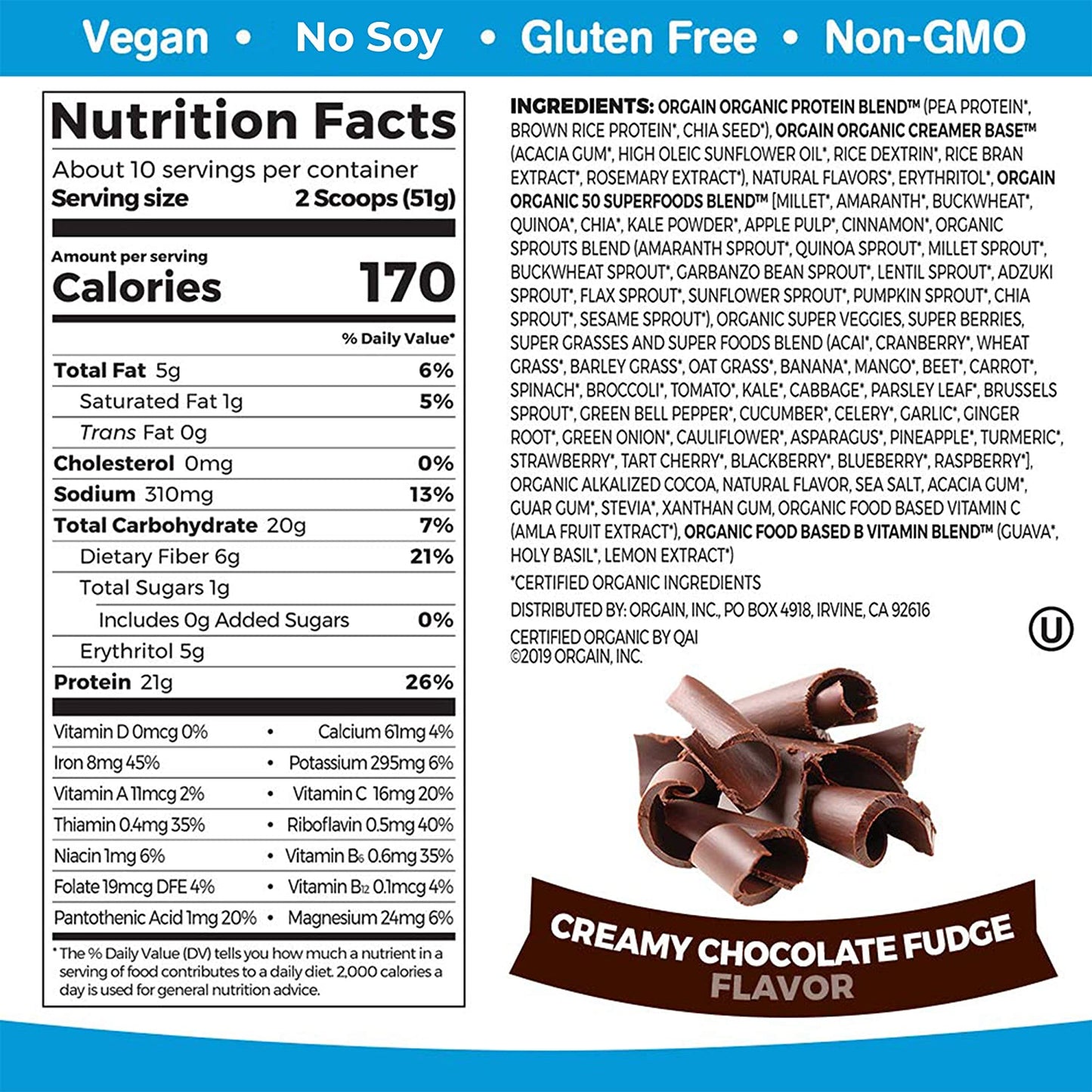 Ograin Organic Protein Plant Based Powder Superfood (Chocolate)