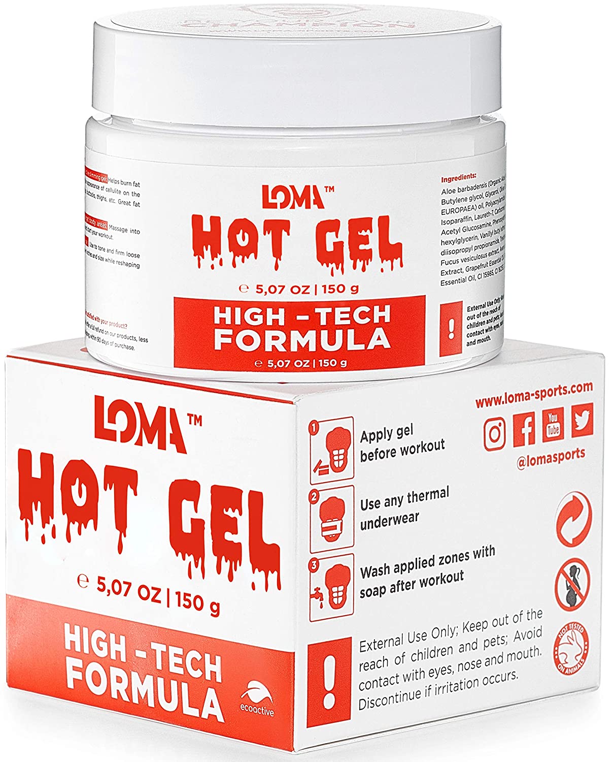 Natural Weight loss Hot Cream - Premium Workout Sweat Cream - Hot Cream Gel For Belly Women Men- Heating Cream with Aloe Extract - Lipo Gel and Workout Enhancer for Abdomen and Waist (Original)