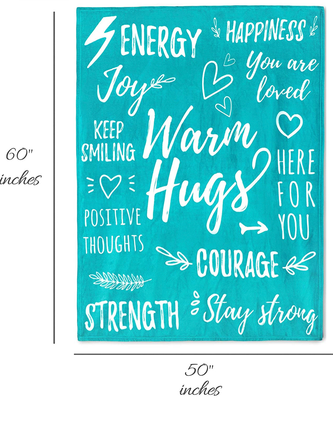 Get Well Blanket I Inspirational Throw Blanket I Healing Blanket I Positivity Blanket I Healing Thoughts Blanket I Motivational Throw Blanket I Get Well Soon Gifts I 50" x 60" (Teal)