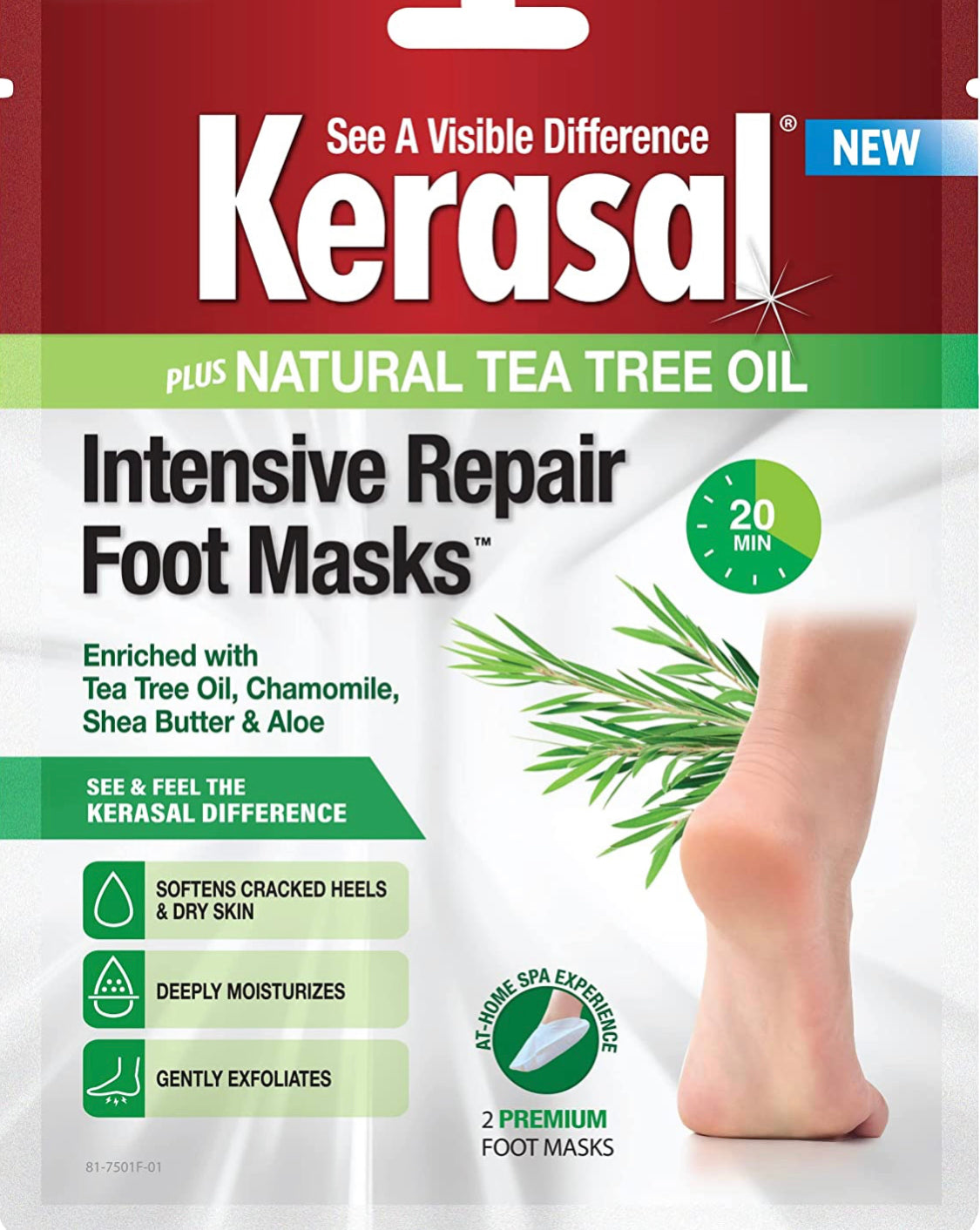 Miracle  Kerasal Intensive Repair Foot Mask Foot Mask for Cracked Heels and Dry Feet, Single ( Pair), 1 Count