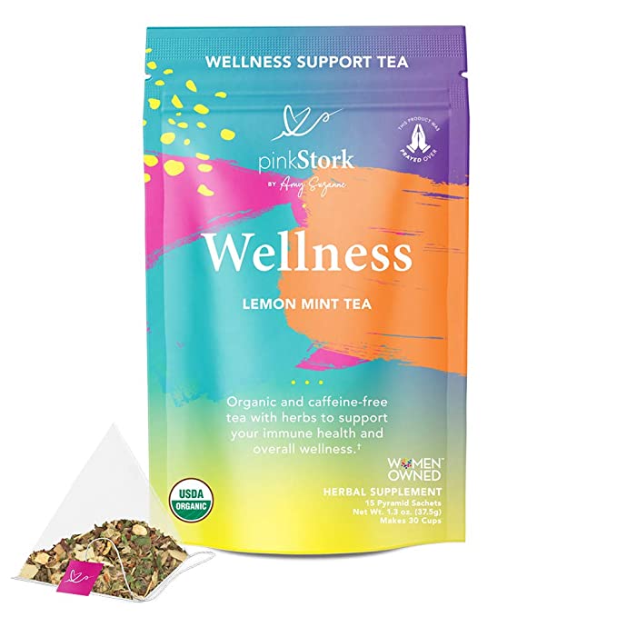 Pink Stork Immune Support Tea: Lemon Mint Wellness Tea (In Packs)