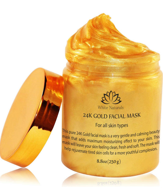 24K Gold Facial Mask — Rejuvenating Anti-Aging Face Mask — Face Mask For Flawless Skin — Reduces Fine Lines & Wrinkles — Clears Acne, Minimizes Pores — Moisturizes & Firms Up Your Skin